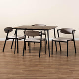 Baxton Studio Revelin Industrial Beige Fabric and Metal Dining Set