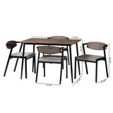 Baxton Studio Revelin Industrial Grey Fabric and Metal Dining Set