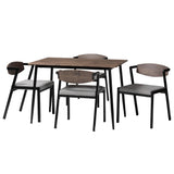 Baxton Studio Revelin Industrial Grey Fabric and Metal Dining Set