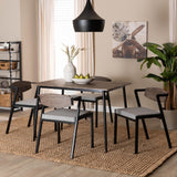 Baxton Studio Revelin Industrial Grey Fabric and Metal Dining Set