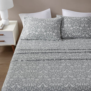 English Elm 4 Piece King Flannel Sheet Set - 100% Cotton Sage Winter Fauna Print For Cozy, Stylish Comfort B035P381339