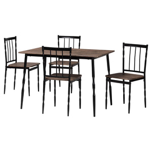 Baxton Studio Nevan Modern Industrial Brown Wood and Metal 5-Piece Dining Set