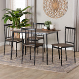 Baxton Studio Nevan Modern Industrial Brown Wood and Metal 5-Piece Dining Set