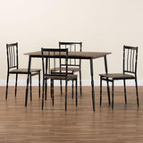 Baxton Studio Nevan Modern Industrial Brown Wood and Metal 5-Piece Dining Set