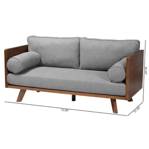 Baxton Studio Baxton Studio Uriel Mid-Century Modern Boucle Sofa with Supportive Seating for Stylish Living Spaces Grey Uriel-3S-Grey/Walnut-SF