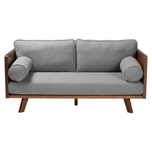 Baxton Studio Baxton Studio Uriel Mid-Century Modern Boucle Sofa with Supportive Seating for Stylish Living Spaces Grey Uriel-3S-Grey/Walnut-SF
