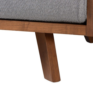 Baxton Studio Baxton Studio Uriel Mid-Century Modern Boucle Sofa with Supportive Seating for Stylish Living Spaces Grey Uriel-3S-Grey/Walnut-SF