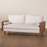 Baxton Studio Harleson Mid-Century Modern Beige Fabric and Walnut Brown Wood Sofa