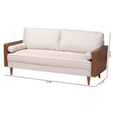 Baxton Studio Harleson Mid-Century Modern Beige Fabric and Walnut Brown Wood Sofa