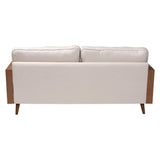 Baxton Studio Harleson Mid-Century Modern Beige Fabric and Walnut Brown Wood Sofa