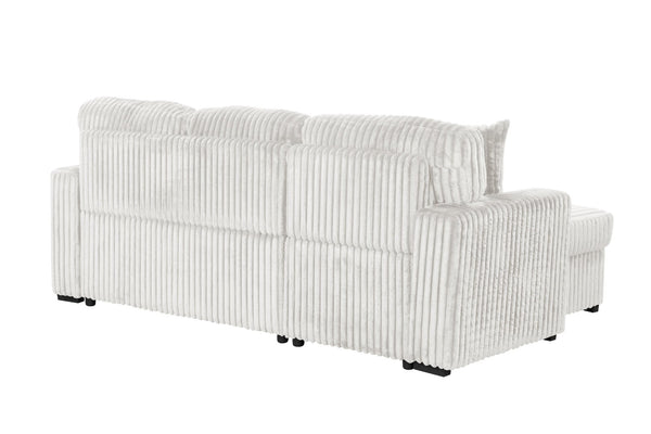 English Elm Plush Sectional Sofa With Pull-Out Sleeper In Cream Velvet - Stylish, Functional & Reversible Design! B009S01780-GIGA
