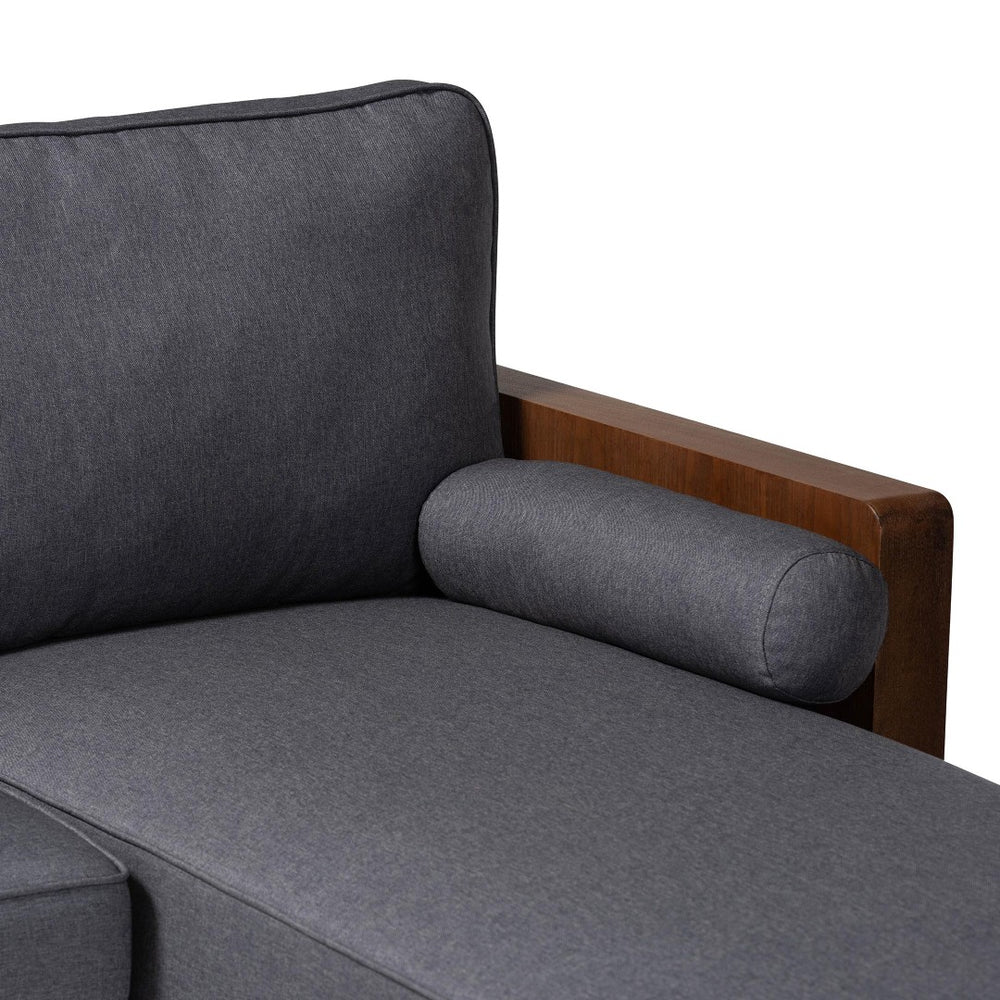 Baxton Studio Baxton Studio Harleson Mid-Century Modern Sectional Sofa with Walnut Legs for Stylish Comfort Grey Harleson-Grey/Walnut-Sectional