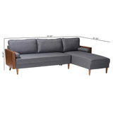 Baxton Studio Harleson Mid-Century Modern Grey Fabric and Walnut Brown Wood Right Facing Sectional Sofa