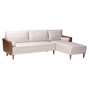 Baxton Studio Baxton Studio Harleson Mid-Century Modern Sectional Sofa with Walnut Legs for Stylish Comfort Beige Harleson-Beige/Walnut-Sectional