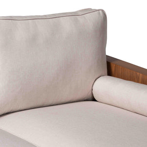 Baxton Studio Baxton Studio Harleson Mid-Century Modern Sectional Sofa with Walnut Legs for Stylish Comfort Beige Harleson-Beige/Walnut-Sectional