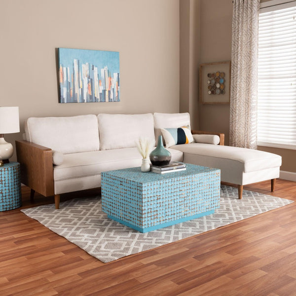 Baxton Studio Baxton Studio Harleson Mid-Century Modern Sectional Sofa with Walnut Legs for Stylish Comfort Beige Harleson-Beige/Walnut-Sectional