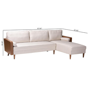 Baxton Studio Baxton Studio Harleson Mid-Century Modern Sectional Sofa with Walnut Legs for Stylish Comfort Beige Harleson-Beige/Walnut-Sectional