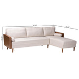 Baxton Studio Harleson Mid-Century Modern Beige Fabric and Walnut Brown Wood Right Facing Sectional Sofa