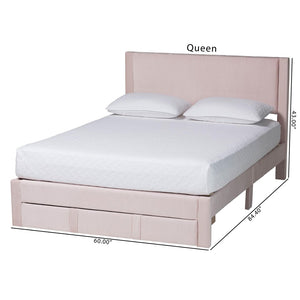 Baxton Studio Baxton Studio Elora Modern Light Pink Velvet Queen Storage Bed with Underbed Drawer for Style & Function CFSP0839-A-Light Pink-Queen