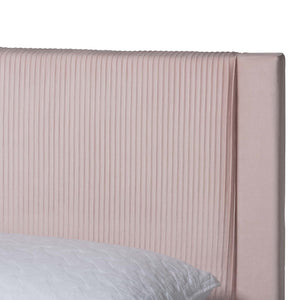 Baxton Studio Baxton Studio Elora Modern Light Pink Velvet Queen Storage Bed with Underbed Drawer for Style & Function CFSP0839-A-Light Pink-Queen
