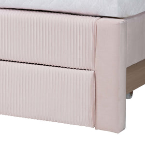 Baxton Studio Baxton Studio Elora Modern Light Pink Velvet Queen Storage Bed with Underbed Drawer for Style & Function CFSP0839-A-Light Pink-Queen