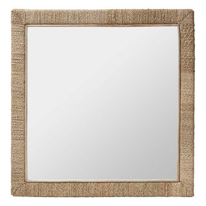 Baxton Studio bali Japandi Natural Seagrass Wall Mirror - Handcrafted Mahogany Frame for Stylish Home Décor Square WS096-Natural Rattan-Mirror