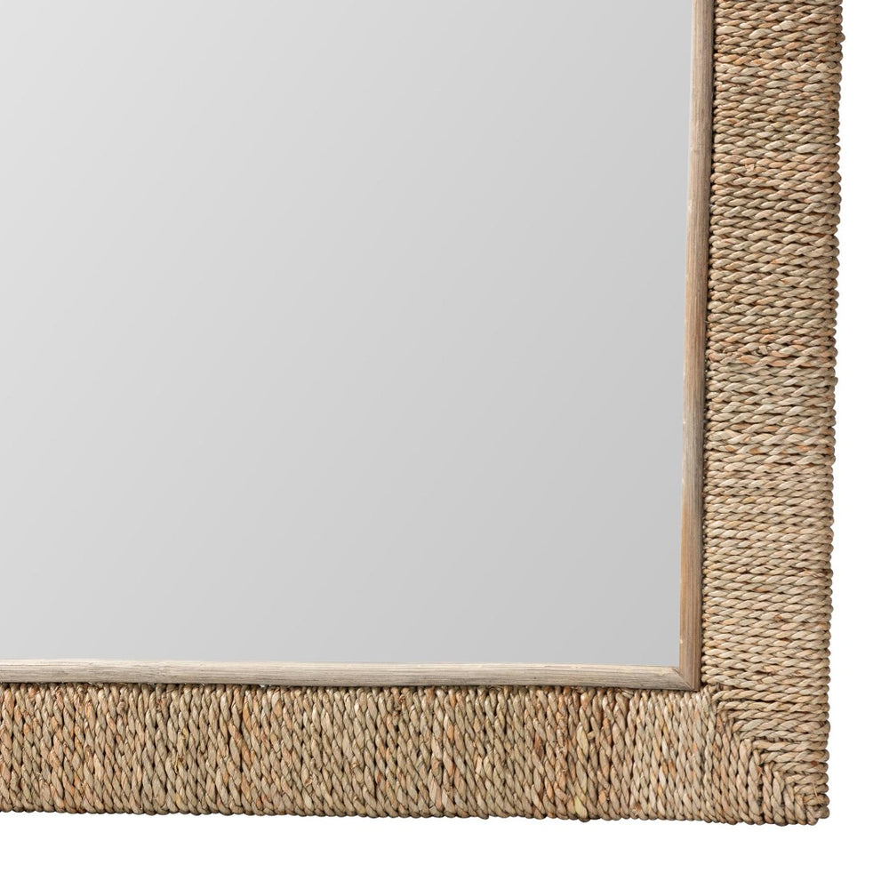 Baxton Studio bali Japandi Natural Seagrass Wall Mirror - Handcrafted Mahogany Frame for Stylish Home Décor Square WS096-Natural Rattan-Mirror