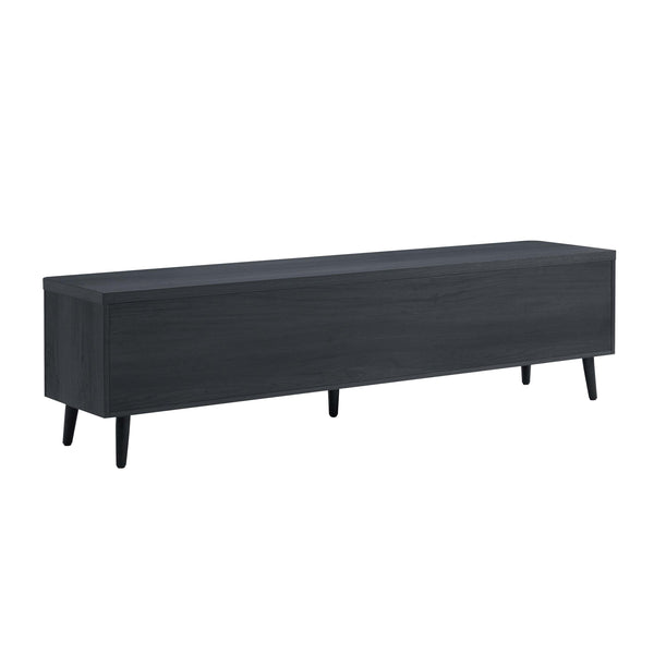 English Elm Jodie 69" Fluted TV Stand with Splayed Metal Legs, Fluted Drawers & Black Handles for 75" TVs Charcoal grey B365P397916