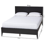 Baxton Studio Primrose Mid-Century Black Fluted Wood King Size Platform Bed