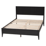 Baxton Studio Primrose Mid-Century Black Fluted Wood King Size Platform Bed