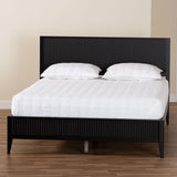 Baxton Studio Primrose Mid-Century Black Fluted Wood King Size Platform Bed