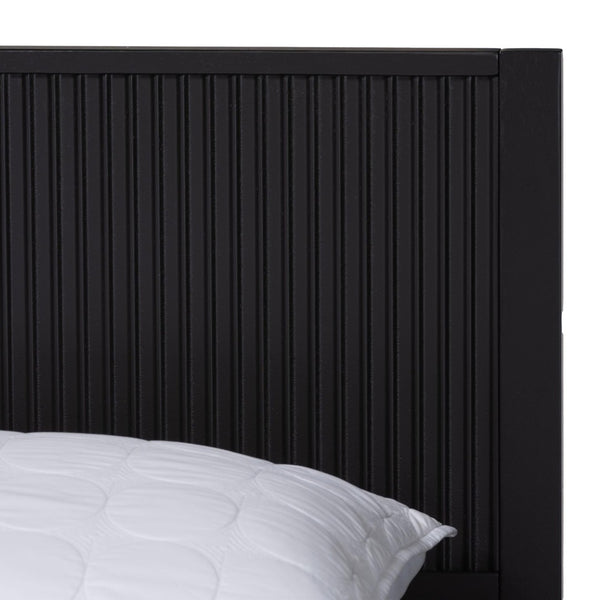 Baxton Studio Baxton Studio Primrose Mid-Century 4-Piece Bedroom Set with Fluted Wood Bed, Dresser & Nightstands Black Queen SW8596-Black-4PC Queen Bedroom Set