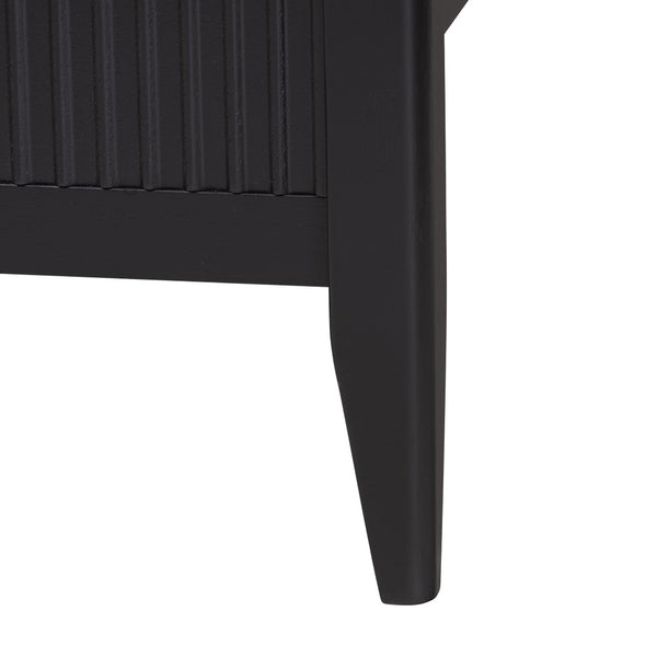 Baxton Studio Baxton Studio Primrose Mid-Century 4-Piece Bedroom Set with Fluted Wood Bed, Dresser & Nightstands Black Queen SW8596-Black-4PC Queen Bedroom Set