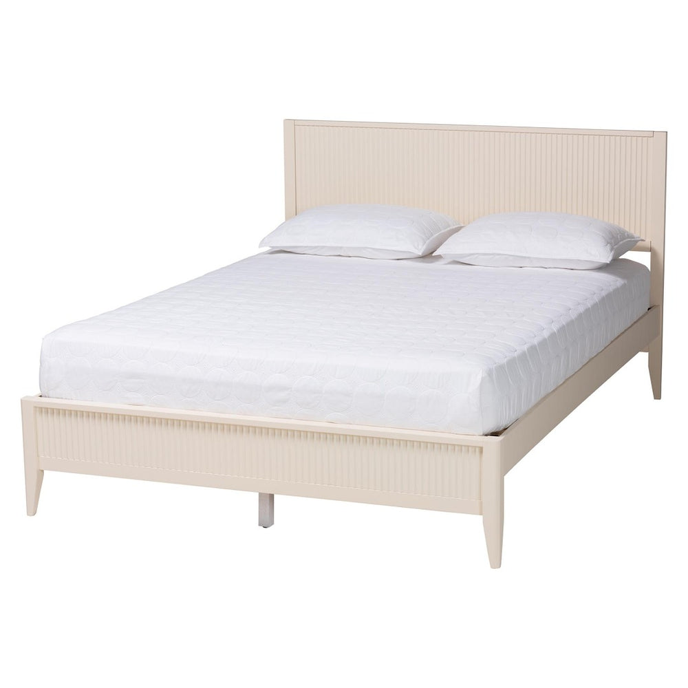 Baxton Studio Baxton Studio Primrose King Size Platform Bed - Mid-Century Ivory Design with Fluted Headboard SW8596-Ivory-King