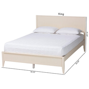 Baxton Studio Baxton Studio Primrose Mid-Century Queen Size Platform Bed with Fluted Wood Design for Timeless Elegance Ivory SW8596-Ivory-Queen
