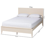 Baxton Studio Primrose Mid-Century Ivory Fluted Wood King Size Platform Bed