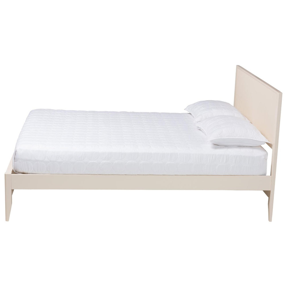 Baxton Studio Baxton Studio Primrose King Size Platform Bed - Mid-Century Ivory Design with Fluted Headboard SW8596-Ivory-King