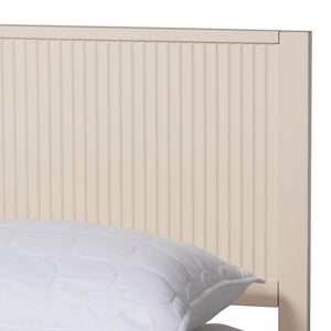 Baxton Studio Baxton Studio Primrose Mid-Century Queen Size Platform Bed with Fluted Wood Design for Timeless Elegance Ivory SW8596-Ivory-Queen