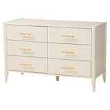 Baxton Studio Primrose Mid-Century Ivory Fluted Wood King Size 4-Piece Bedroom Set