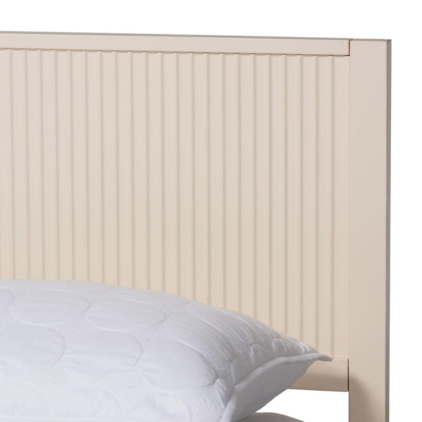 Baxton Studio Baxton Studio Primrose Mid-Century 4-Piece Bedroom Set with Fluted Wood Bed, Dresser & Nightstands Ivory Queen SW8596-Ivory-4PC Queen Bedroom Set