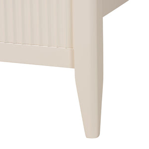 Baxton Studio Baxton Primrose Mid-Century King Size 4-Piece Bedroom Set with Fluted Wood & Stylish Storage Solutions SW8596-Ivory-4PC King Bedroom Set