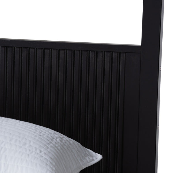 Baxton Studio Baxton Studio Primrose Mid-Century Canopy Bedroom Set – Stylish Storage & Elegant Design Ensemble Black SW8609-Black-4PC Canopy King Bedroom Set