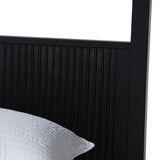 Baxton Studio Primrose Mid-Century Black Fluted Wood King Size 4-Piece Canopy Bedroom Set