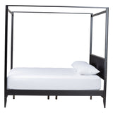 Baxton Studio Primrose Mid-Century Black Fluted Wood King Size Canopy Bed