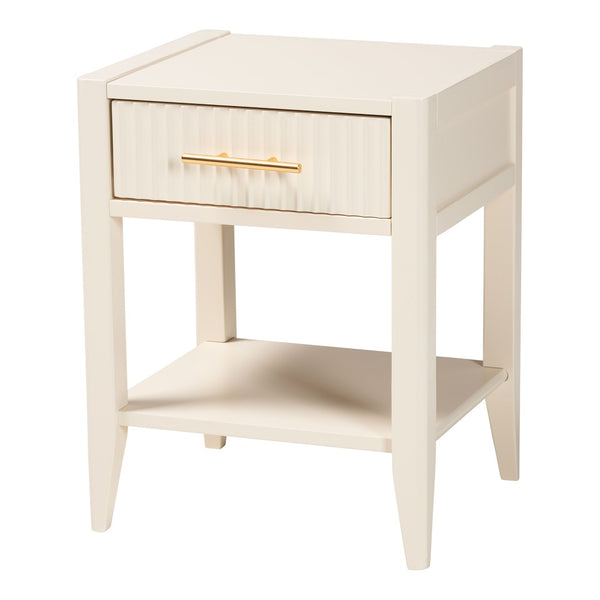 Baxton Studio Baxton Studio Primrose Mid-Century Canopy Bedroom Set – Stylish Storage & Elegant Design Ensemble Ivory SW8609-Ivory-4PC Canopy King Bedroom Set