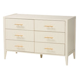 Baxton Studio Primrose Mid-Century Ivory Fluted Wood King Size 4-Piece Canopy Bedroom Set