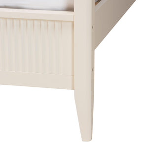 Baxton Studio Baxton Studio Primrose King Canopy Bed - Mid-Century Design with Fluted Wood Details & Support SW8609-Ivory-Canopy King