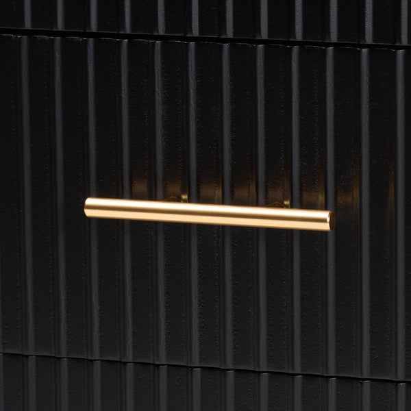 Baxton Studio Baxton Studio Primrose Mid-Century Fluted Wood Dresser with Six Spacious Drawers for Stylish Storage Black SW8000-66D6D-6DW-Black-Dresser