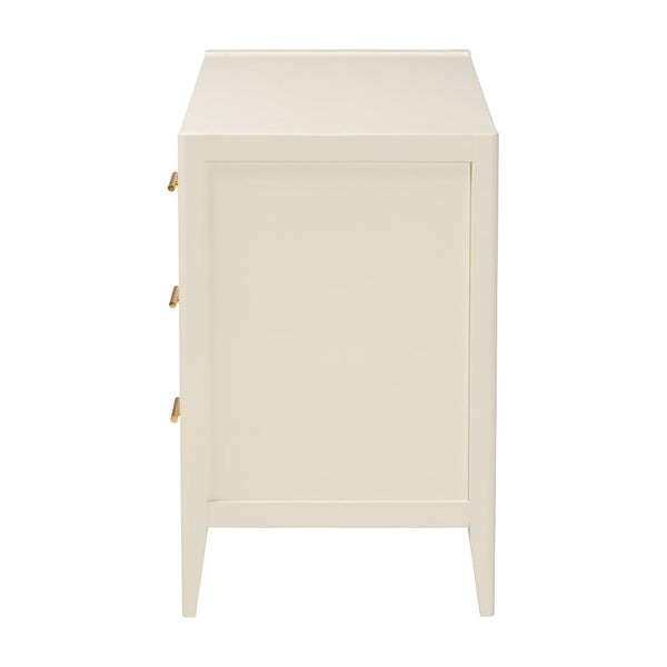Baxton Studio Baxton Studio Primrose Mid-Century Fluted Wood Dresser with Six Spacious Drawers for Stylish Storage Ivory SW8000-66D6D-6DW-Ivory-Dresser