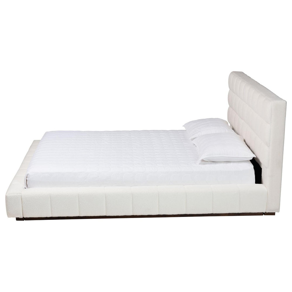 Baxton Studio Baxton Studio Braylin Plush Teddy-Bear Fabric Platform Bed with Stylish Grid-Tufted Headboard King CFSP0828-White-King